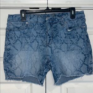 Seven7 Blue Snake Print Jean Shorts